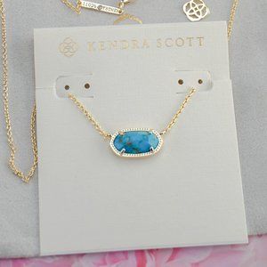 Kendra Scott Elisa Gold Pendant Necklace in Bronze Veined Turquoise Magnesite